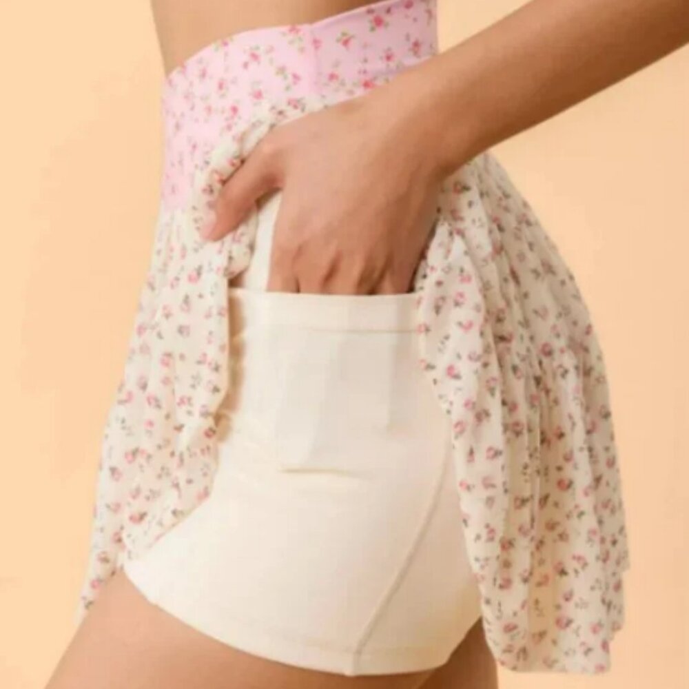 2 pcs Blogilates Women's Sweetheart Babydoll Dress - & Skort Cream Floral  XL - Picture 11 of 11